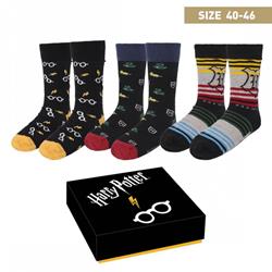 PACK REGALO CALCETINES 3 MOD. HARRY POTTER TALLA 40-46
